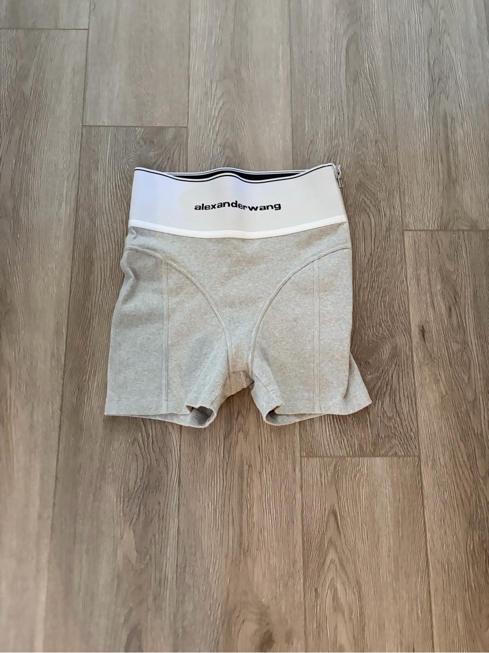 Alexander Wang Light Gray Bike Shorts with White Branded Waistband